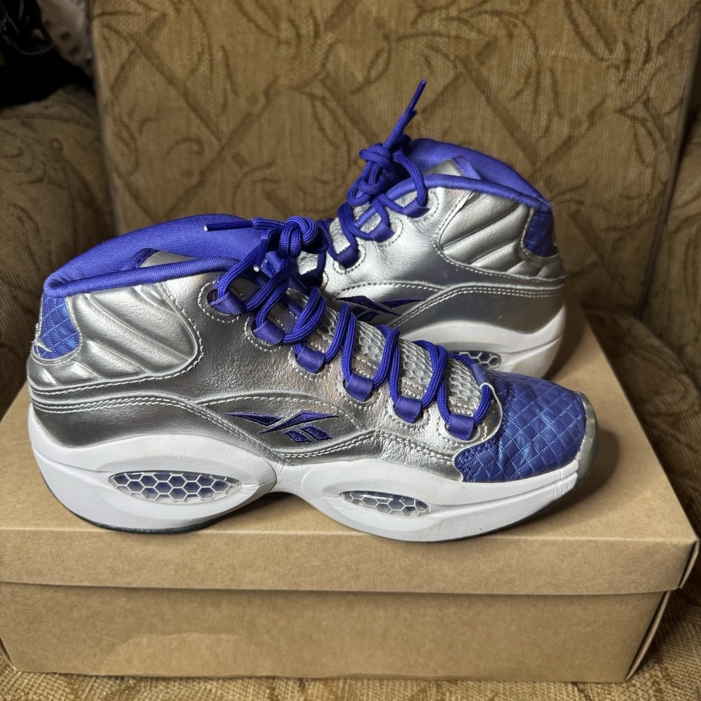 Reebok Mens Question Mid M43989 Blue‎ Basketball Shoes Sneakers Size 6.5 Nice! - Picture 2 of 8